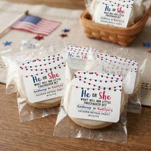 String Lights 4th Of July Gender Reveal Party Square Sticker