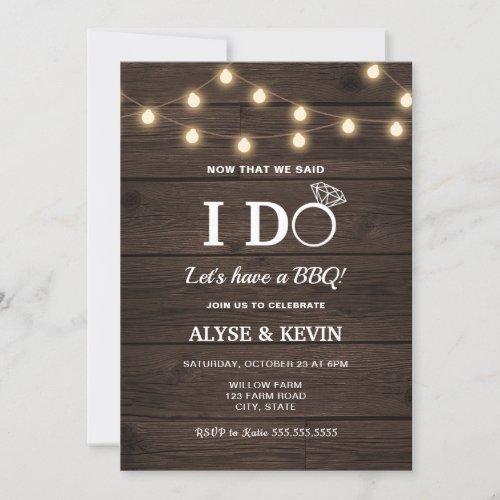 String Lights and Barnwood I DO BBQ Invitation