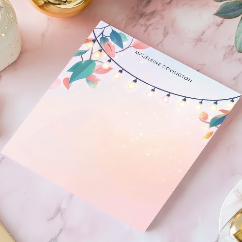 Shop 9 String Lights And Leaves Pastel Personalized Name Notepad