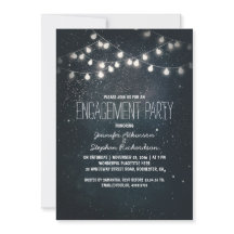 string lights and night sky stars engagement party