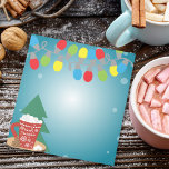 String Lights and Red Mug Cozy Winter Christmas Notepad<br><div class="desc">Unveil the magic of the holiday season with this enchanting Christmas-themed notepad! Adorned with a vibrant string of colorful Christmas lights at the top, it instantly brings a festive cheer to your notes and reminders. The notepad is set against a snowy blue background, reminiscent of a winter night. In the...</div>