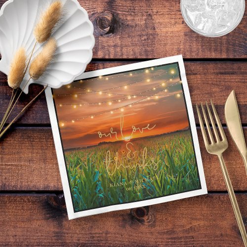 String Lights and Sunset Love and Thanks ID525 Napkins