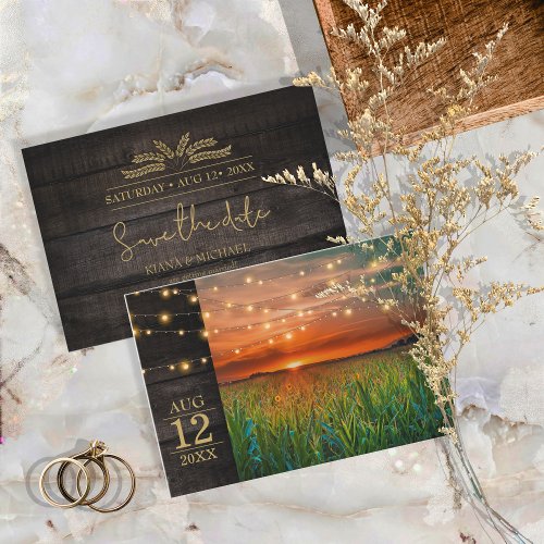 String Lights and Sunset Save the Date ID525