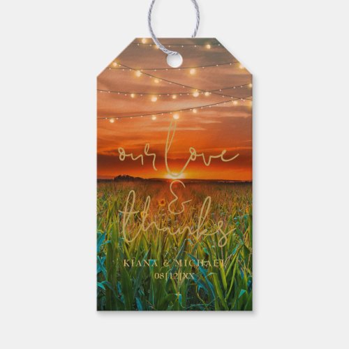 String Lights and Sunset Wedding Thank You ID525 Gift Tags