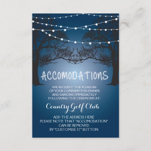 String lights and tree modern Accomodation card 9 Cm X 13 Cm Invitation Card