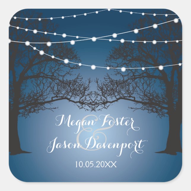 String lights and tree wedding stickers (Front)