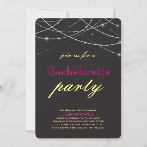 String Lights Bachelorette Invitation