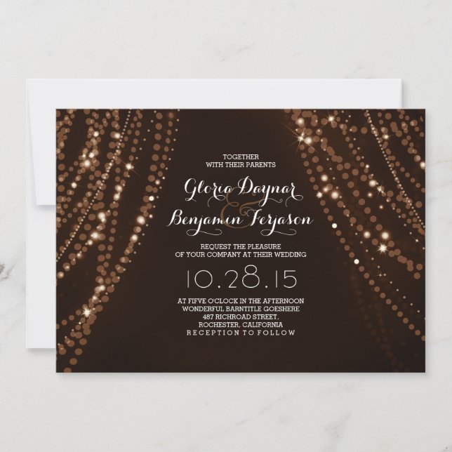 String lights Backdrop Rustic Country Wedding Invitation (Front)