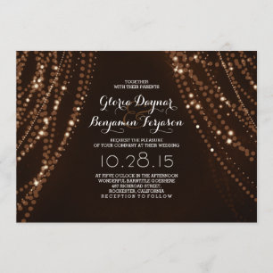 String lights Backdrop Rustic Country Wedding Invitation