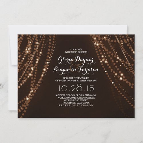 String lights Backdrop Rustic Country Wedding Invitation