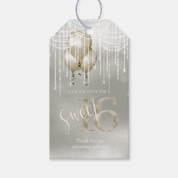 String Lights & Balloons Sweet 16 Champagne Id473 Gift Tags by arrayforcards at Zazzle