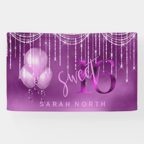 String Lights  Balloons Sweet 16 Orchid ID473 Banner