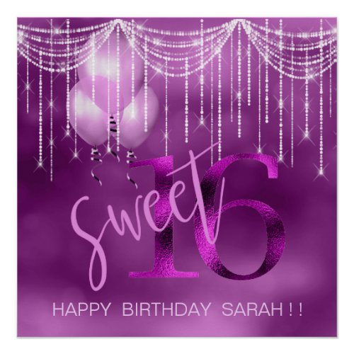 String Lights  Balloons Sweet 16 Orchid ID473 Poster