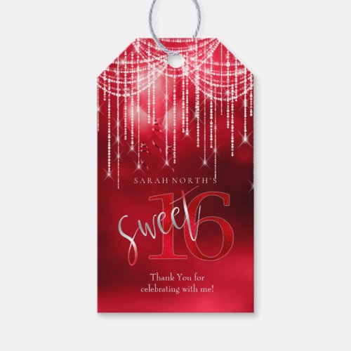 String Lights  Balloons Sweet 16 Red ID473 Gift Tags