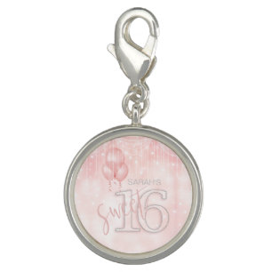 String Lights & Balloons Sweet 16 Rose Gold ID473 Charm
