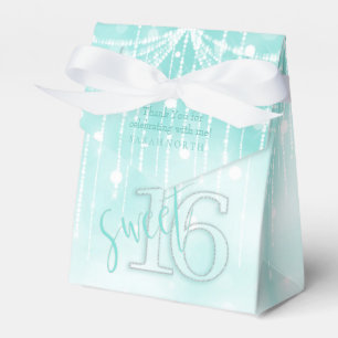 String Lights & Balloons Sweet 16 Teal ID473 Favor Boxes