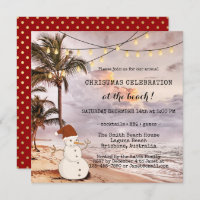 String Lights Beach Christmas Party Invitation