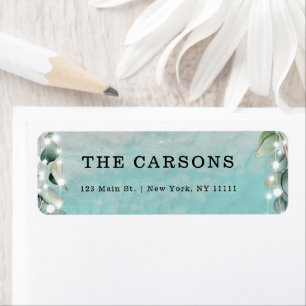 String Lights Beach Greenery Return Address Label