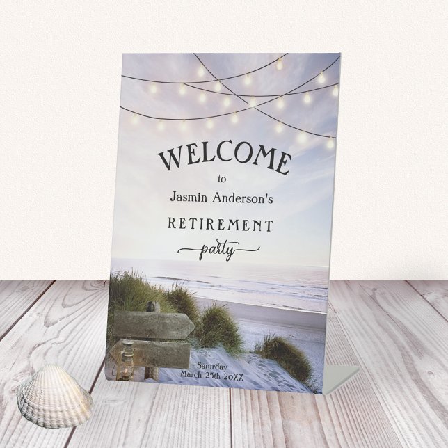 String Lights Beach Party Welcome Pedestal Sign (Creator Uploaded)