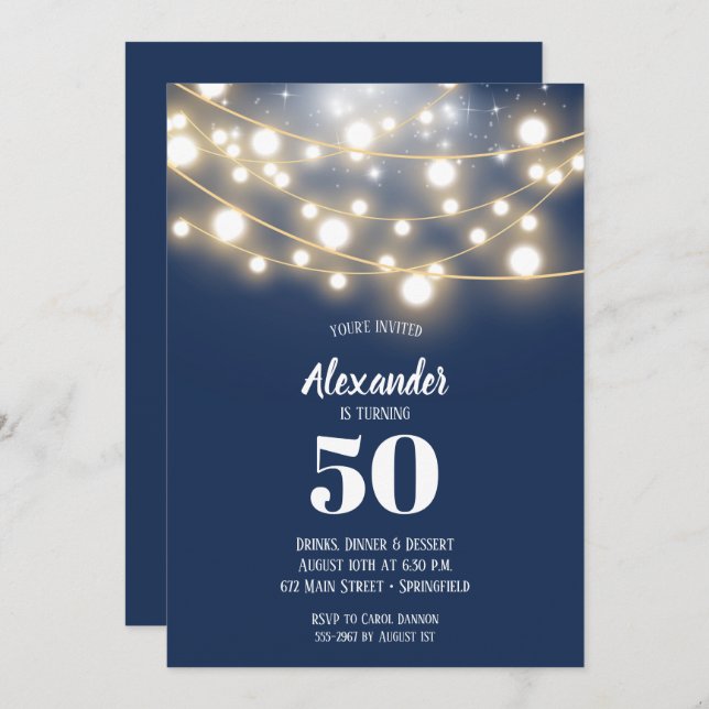 String Lights Birthday Party Invitation (Front/Back)