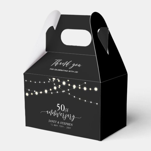 String Lights Black 50th Wedding Anniversary Party Favor Boxes