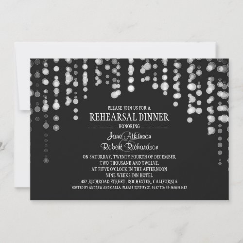 string lights black and white REHEARSAL DINNER Custom Invites
