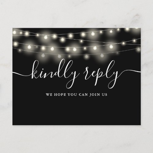 String Lights Black And White Song Request RSVP Invitation Postcard