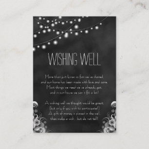 String Lights Black Chalkboard Wishing Well Enclosure Card
