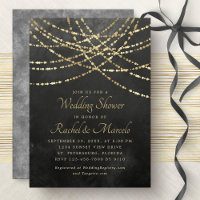 String Lights Black Gold Couples Wedding Shower