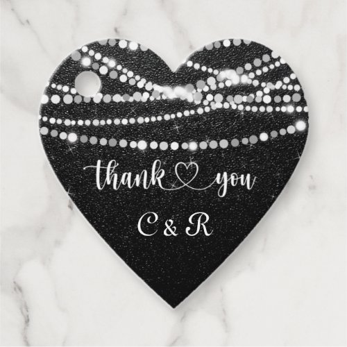 String Lights Black White Thank You Favor Tags