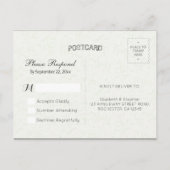 String Lights Blue Gold Script Wedding RSVP Reply Invitation Postcard (Back)