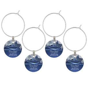 String lights Blue Wedding Wine Charm