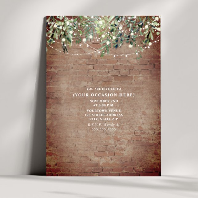String Lights Brick Botanical Generic Party Invitation (Creator Uploaded)