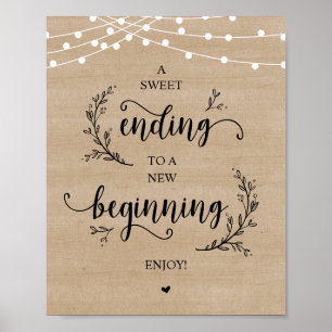 String Lights, Brown Wood, Wedding Party Dessert Poster