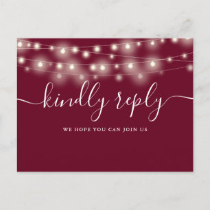 String Lights Burgundy Song Request RSVP Invitation Postcard