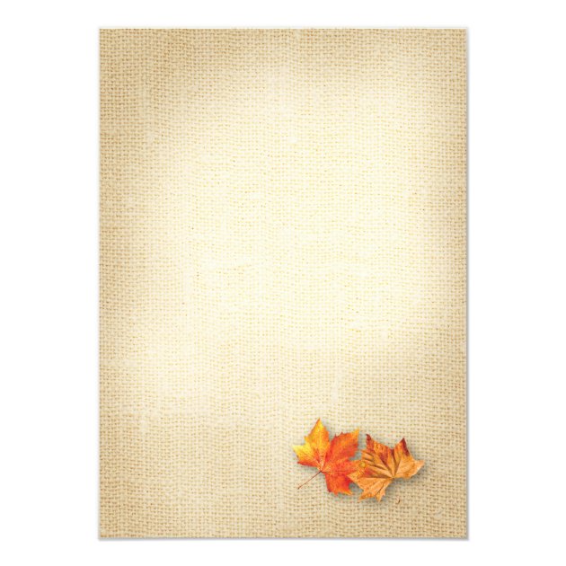 String Lights Burlap Autumn Leaves Wedding Detail Card