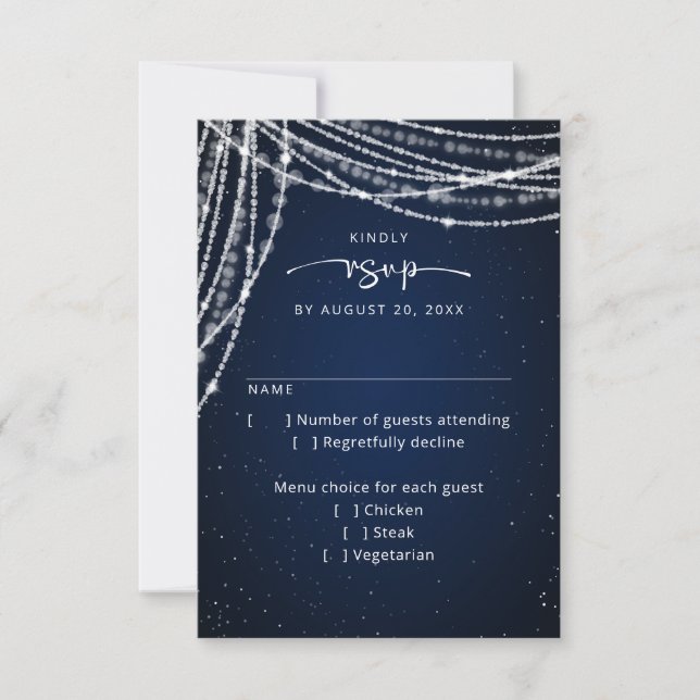 String Lights Celestial Wedding RSVP Card (Front)
