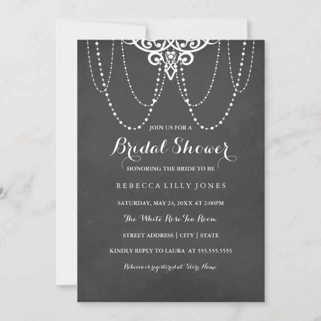 String Lights & Chalkboard | Bridal Shower Invite (Front)