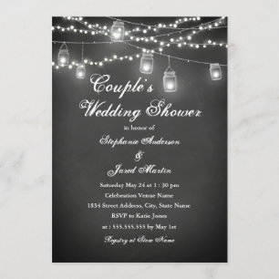 String Lights Chalkboard Couples Wedding Shower Invitation