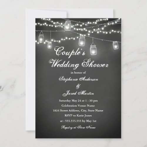 String Lights Chalkboard Couples Wedding Shower Invitation