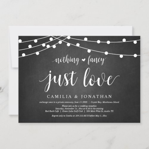 String Lights Chalkboard Wedding Elopement Party Invitation