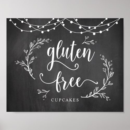 String Lights Chalkboard Wedding Party Cupcakes Poster