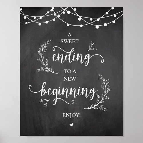 String Lights Chalkboard Wedding Party Dessert Poster