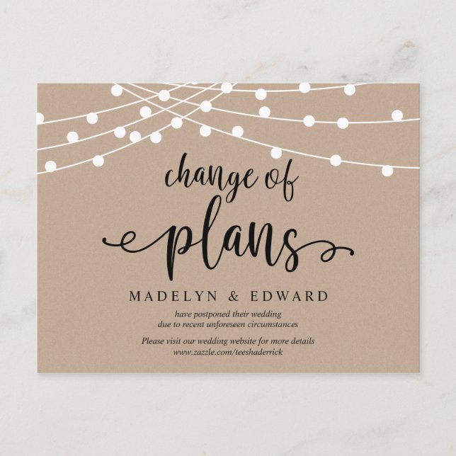 String lights, Change of date, wedding postponed Postcard (Front)