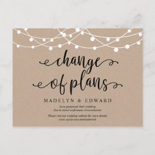 String lights, Change of plans, wedding postponed Postcard
