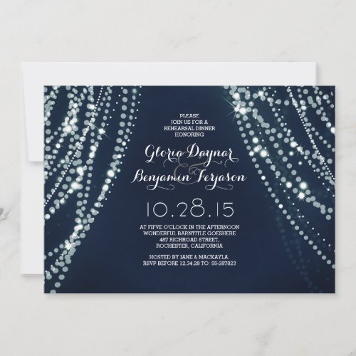 String lights chic rehearsal dinner invitations