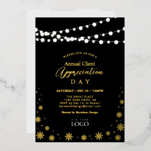 String Lights Client Appreciation Party Logo Foil Invitation