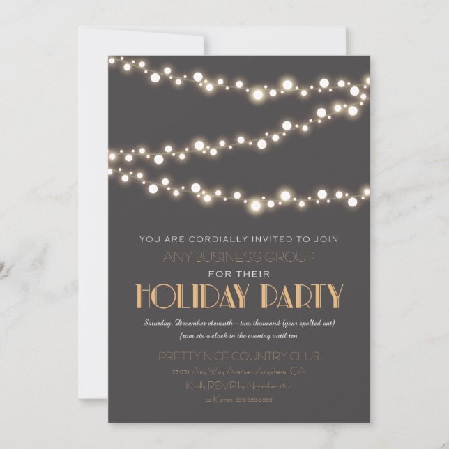 String Lights Corporate Holiday Party Invitations (Front)