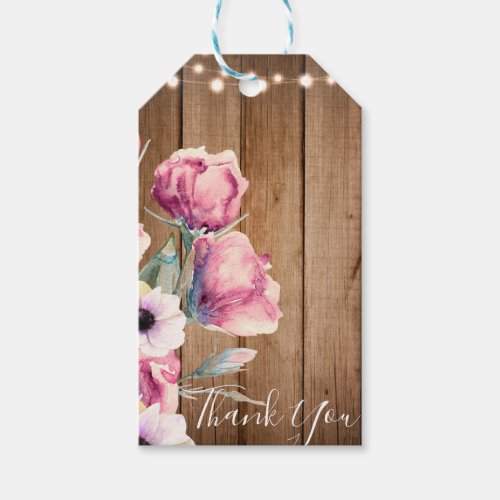 String Lights  Country Flowers Rustic Barn Wood Gift Tags