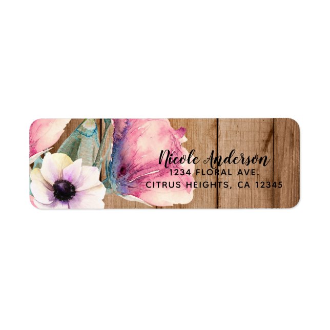 String Lights & Country Flowers Rustic Barn Wood Label (Front)